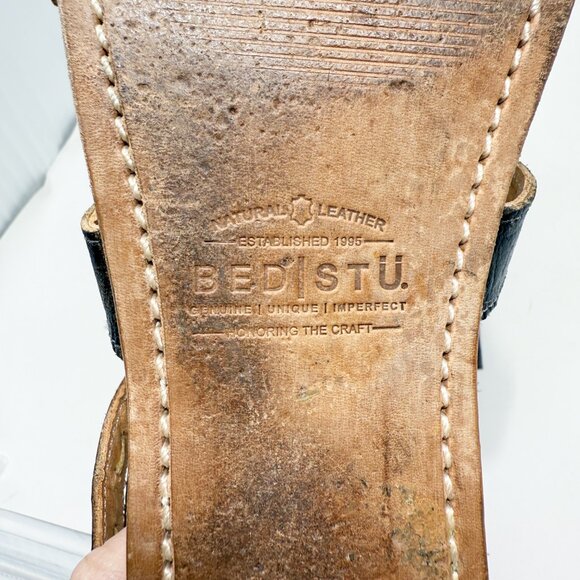 Bed Stu Black Leather Flat Gladiator Sandals Women's 7 Back Zip Made in Mexico - Picture 7 of 10